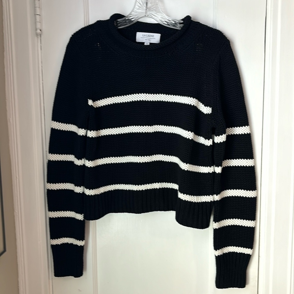 La Linge Black and White Striped Sweater